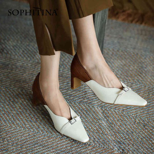 sophitina retro female pumps square toe stitching buckle decoration shoes thick heel mid-mouth tpr women shoes ao372 210513, Black
sophitina retro female pumps square toe stitching buckle decoration shoes thick heel mid-mouth tpr women shoes ao372 210513, Black