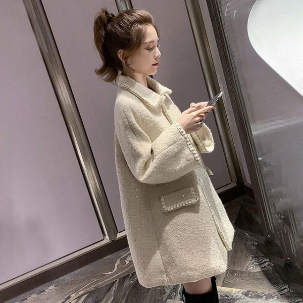 women's wool & blends autumn winter women jackets korean loose retro outerwear ladies lapel mid-length woolen coat female, Black
women's wool & blends autumn winter women jackets korean loose retro outerwear ladies lapel mid-length woolen coat female, Black