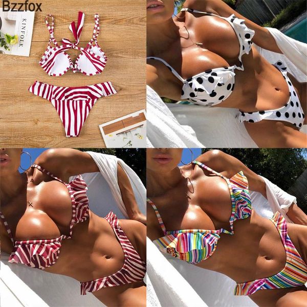 women's swimwear 2021 low waist striped ruffle bikini set women push-up triangle swimsuit beach wear brazilian biquini, White;black
women's swimwear 2021 low waist striped ruffle bikini set women push-up triangle swimsuit beach wear brazilian biquini, White;black