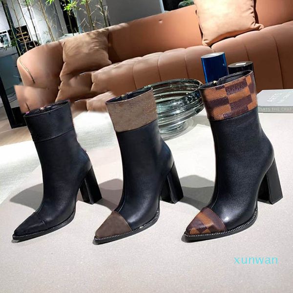 fashion womens ankle boots genuine leather high heels shoes autumn winter side zipper pointed toe party shoe brand design ladies, Black
fashion womens ankle boots genuine leather high heels shoes autumn winter side zipper pointed toe party shoe brand design ladies, Black