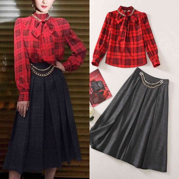 two piece dress spring star with the same high-quality printed bow shirt + gray half skirt suit d6a0, White
two piece dress spring star with the same high-quality printed bow shirt + gray half skirt suit d6a0, White