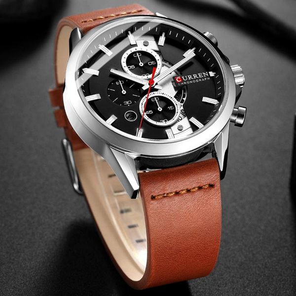 wristwatches curren watches for man casual clock with chronograph luminous hands leather straps male, Slivery;brown
wristwatches curren watches for man casual clock with chronograph luminous hands leather straps male, Slivery;brown