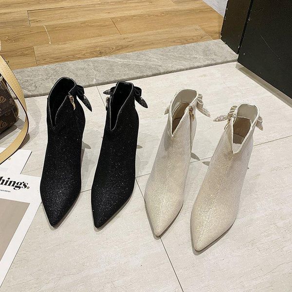 boots pointed toe fashion women ankle bownot booties ladies rhinestone design slip on thin high heels pumps elegant winter, Black
boots pointed toe fashion women ankle bownot booties ladies rhinestone design slip on thin high heels pumps elegant winter, Black