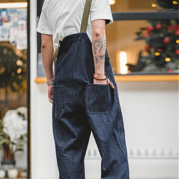 men's jeans overalls american retro deck pants jumpsuit washed denim red ear straight fashion, Blue
men's jeans overalls american retro deck pants jumpsuit washed denim red ear straight fashion, Blue