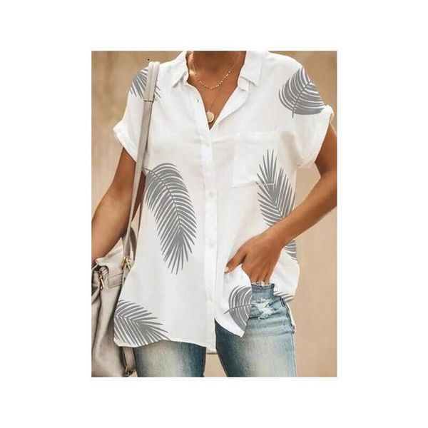 women's blouses & shirts womens lightweight summer casual short sleeve loose button down feather printing comfort lapel neck, White
women's blouses & shirts womens lightweight summer casual short sleeve loose button down feather printing comfort lapel neck, White