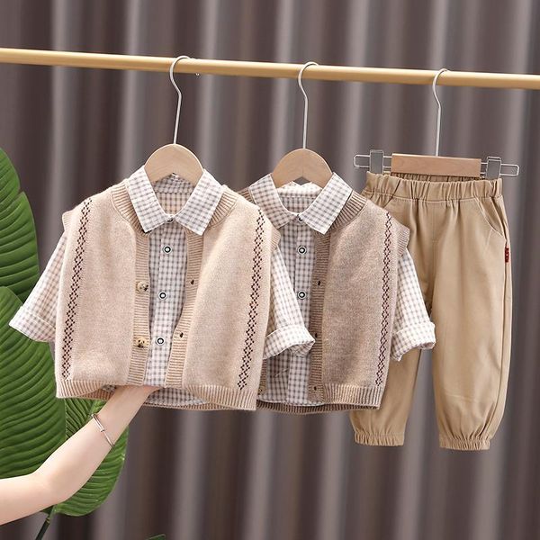 clothing sets kids cotton clothes outfit tracksuit baby boys infant knitted vest plaid shirt pants children casual sportswear, White
clothing sets kids cotton clothes outfit tracksuit baby boys infant knitted vest plaid shirt pants children casual sportswear, White