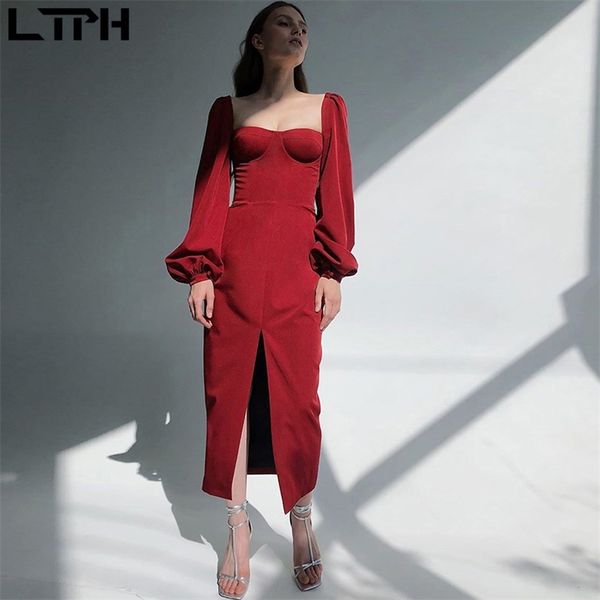ltph autumn vintage puff sleeve dress women square collar backless simple split temperament elegant long dresses 210423, White
ltph autumn vintage puff sleeve dress women square collar backless simple split temperament elegant long dresses 210423, White