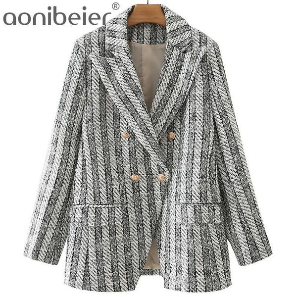 women's suits & blazers aonibeier autumn winter tweed woolen metal double breasted women casual female straight long jacket plaid coats, White;black
women's suits & blazers aonibeier autumn winter tweed woolen metal double breasted women casual female straight long jacket plaid coats, White;black
