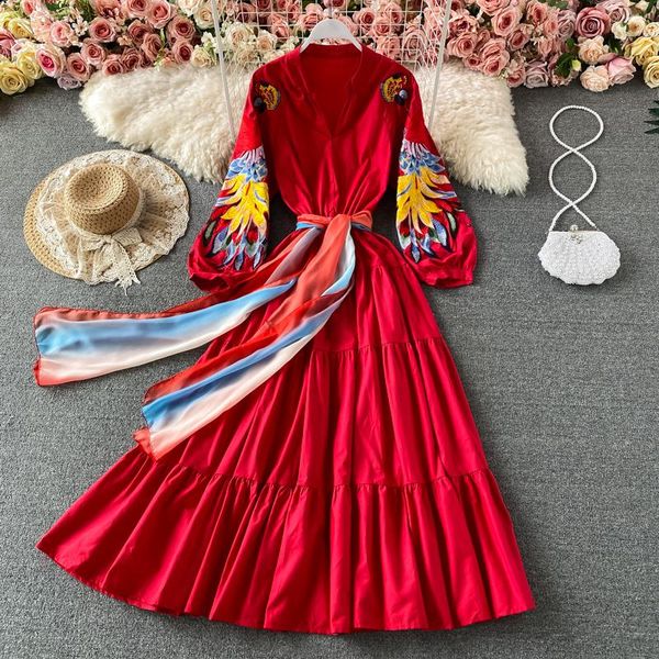 casual dresses retro ethnic embroidery v-neck lantern sleeve vestidos feminine temperament was thin travel holiday big swing midi dress 66, Black;gray
casual dresses retro ethnic embroidery v-neck lantern sleeve vestidos feminine temperament was thin travel holiday big swing midi dress 66, Black;gray