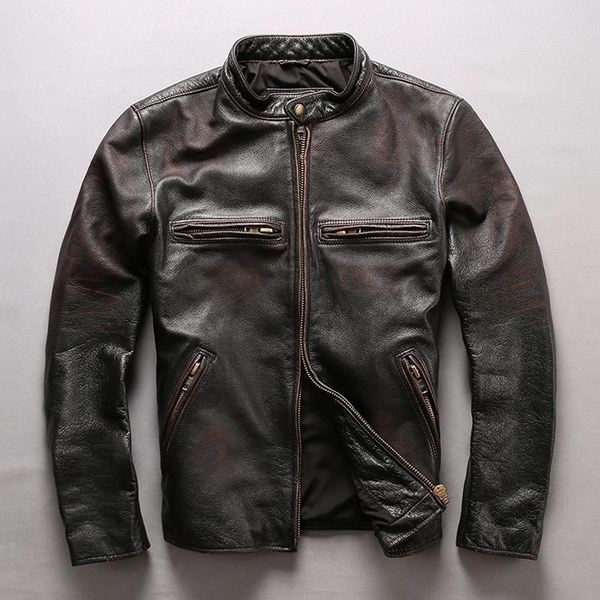 men's leather & faux 2021 arrivals amekaji style vintage genuine jacket double colar cow coat men casual for male, Black
men's leather & faux 2021 arrivals amekaji style vintage genuine jacket double colar cow coat men casual for male, Black