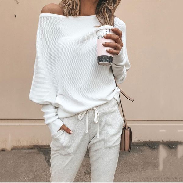 casual autumn bat long-sleeved women's t-shirt solid color one-word neck basic plus size white loose office t-shirts 210423
casual autumn bat long-sleeved women's t-shirt solid color one-word neck basic plus size white loose office t-shirts 210423