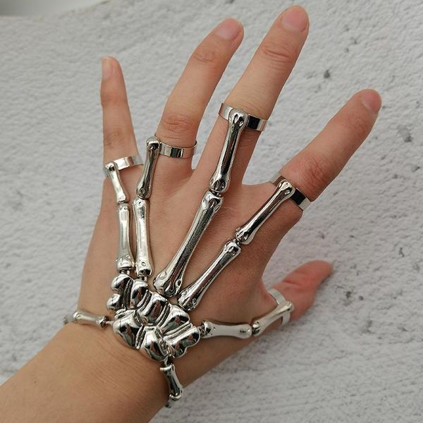 link, chain punk hand skull skeleton elasticity adjustable bangles halloween bracelet for women gothic femme party accessories, Black
link, chain punk hand skull skeleton elasticity adjustable bangles halloween bracelet for women gothic femme party accessories, Black