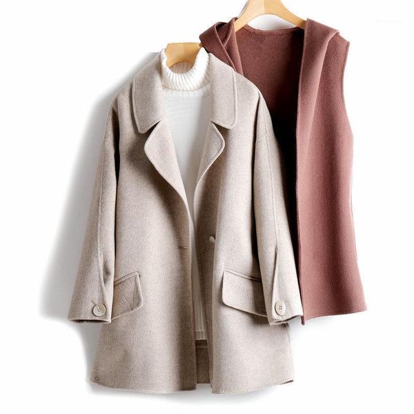simple double sided cashmere coat women's short 2021 autumn two piece hooded vest korean tweed overcoat thick warm wool & blends, Black
simple double sided cashmere coat women's short 2021 autumn two piece hooded vest korean tweed overcoat thick warm wool & blends, Black