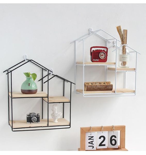 hooks & rails 1pc house metal wall rack two layer flower vase holder multi-use wooden sundries shelf storage jl 247
hooks & rails 1pc house metal wall rack two layer flower vase holder multi-use wooden sundries shelf storage jl 247