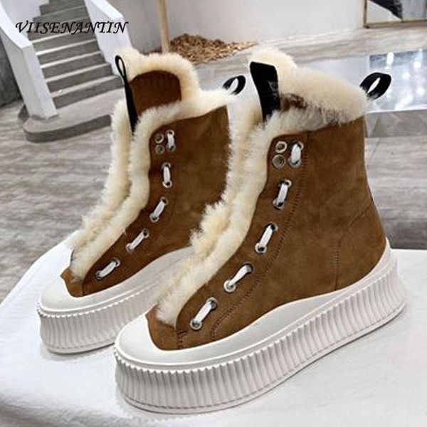 boots wool lining thick soled platform high-woman sneakers comfortable casual lace-up round toe ankle snow designer shoes, Black
boots wool lining thick soled platform high-woman sneakers comfortable casual lace-up round toe ankle snow designer shoes, Black
