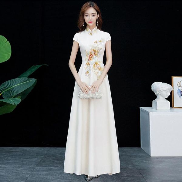 ethnic clothing champagne pleated chinese dress embroidery flower female cheongsam elegant celebrity banquet qipao slim casual vestidos, Red
ethnic clothing champagne pleated chinese dress embroidery flower female cheongsam elegant celebrity banquet qipao slim casual vestidos, Red