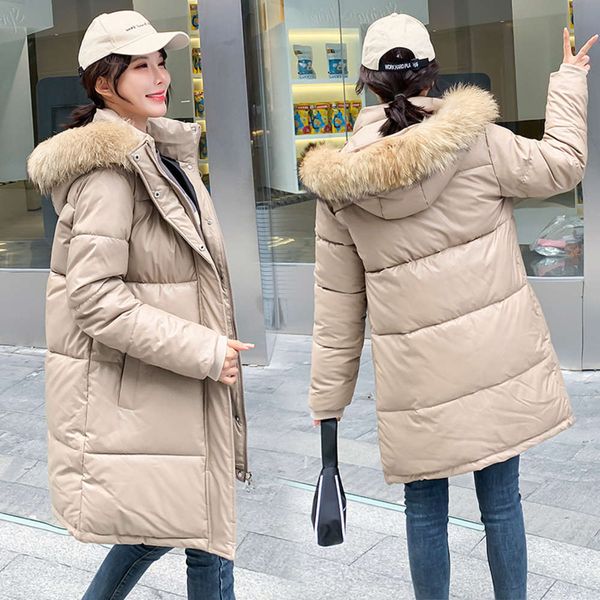 large wool collar down cotton jacket women's short winter party loose thickened, Black
large wool collar down cotton jacket women's short winter party loose thickened, Black