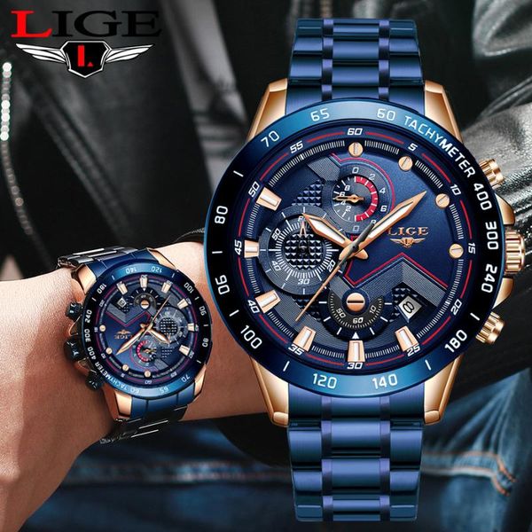 wristwatches lige business men watch blue stainless steel wrist chronograph army military quartz watches relogio masculino, Slivery;brown
wristwatches lige business men watch blue stainless steel wrist chronograph army military quartz watches relogio masculino, Slivery;brown