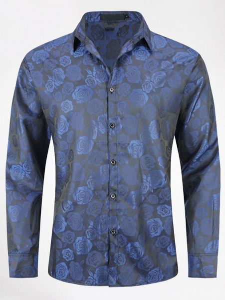 cloudstyle men floral jacquard button up shirt t3s4#, White;black
cloudstyle men floral jacquard button up shirt t3s4#, White;black