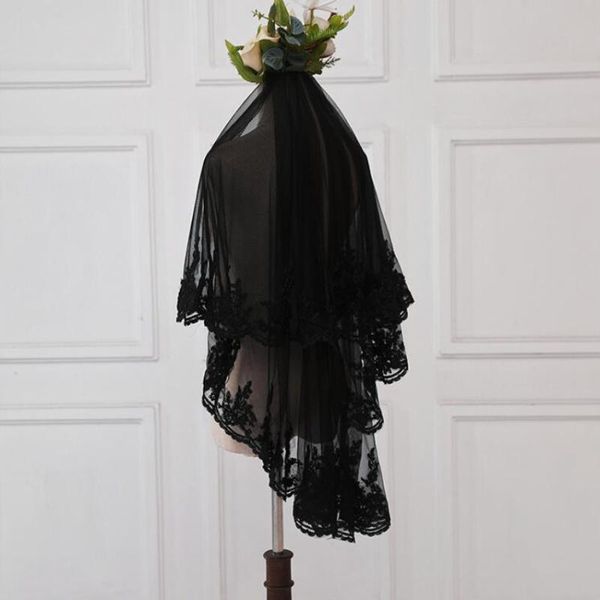 bridal veils lace edge 2 layers short black veil brides with comb wedding sluier voile
bridal veils lace edge 2 layers short black veil brides with comb wedding sluier voile