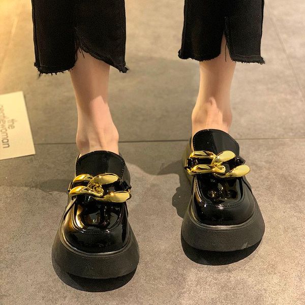 slippers 2021 loafer chunky golden chains women chain backless leather cork midsole ladies luxury mule sandal, Black
slippers 2021 loafer chunky golden chains women chain backless leather cork midsole ladies luxury mule sandal, Black