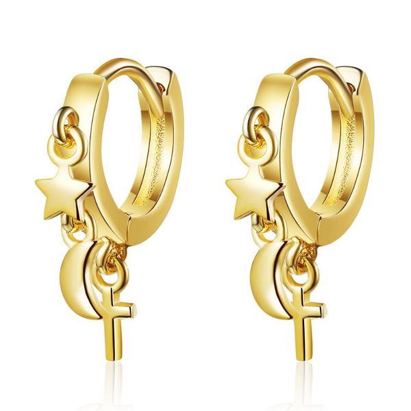 trendy religion genuine 100% 925 sterling silver star moon cross hoop earrings for women party dangle fine jewelry & huggie, Golden;silver
trendy religion genuine 100% 925 sterling silver star moon cross hoop earrings for women party dangle fine jewelry & huggie, Golden;silver