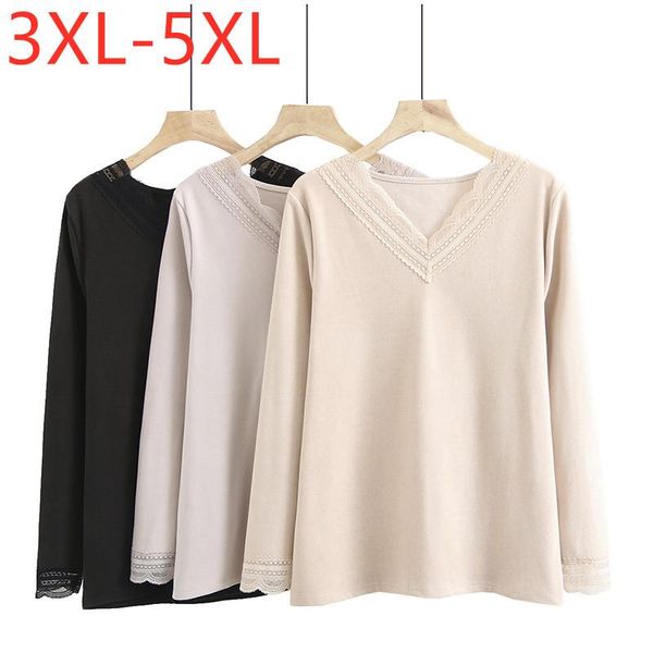 women's t-shirt 2021 ladies autumn winter plus size basic for women large long sleeve elastic beige lace v-neck 3xl 4xl 5xl, White
women's t-shirt 2021 ladies autumn winter plus size basic for women large long sleeve elastic beige lace v-neck 3xl 4xl 5xl, White