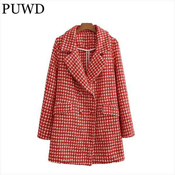 women's jackets puwd vintage women houndstooth tweed 2021 autumn fashion ladies double breasted v neck coats female chic outwear, Black;brown
women's jackets puwd vintage women houndstooth tweed 2021 autumn fashion ladies double breasted v neck coats female chic outwear, Black;brown
