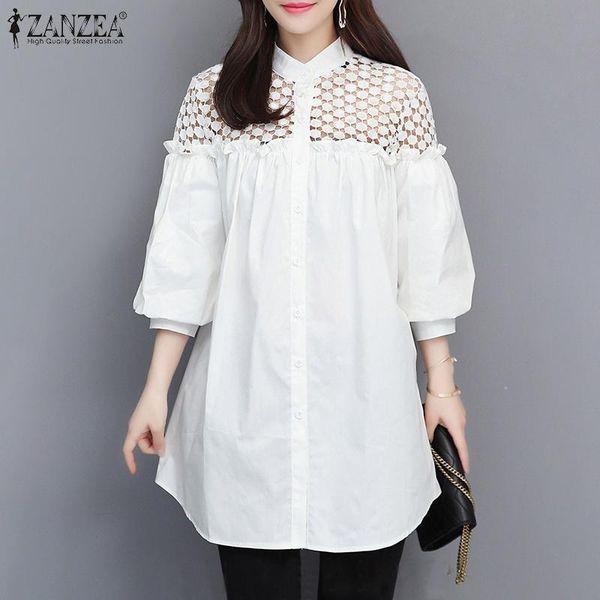 women's spring hollow blouse zanzea elegant ylish lace patchwork shirts casual puff sleeve blusas female button tunic oversized blouses, White
women's spring hollow blouse zanzea elegant ylish lace patchwork shirts casual puff sleeve blusas female button tunic oversized blouses, White