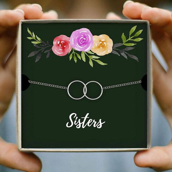 link, chain to sister interlock double circle infinity bracelet for women small round bracelets & bangles christmas jewelry, Black
link, chain to sister interlock double circle infinity bracelet for women small round bracelets & bangles christmas jewelry, Black