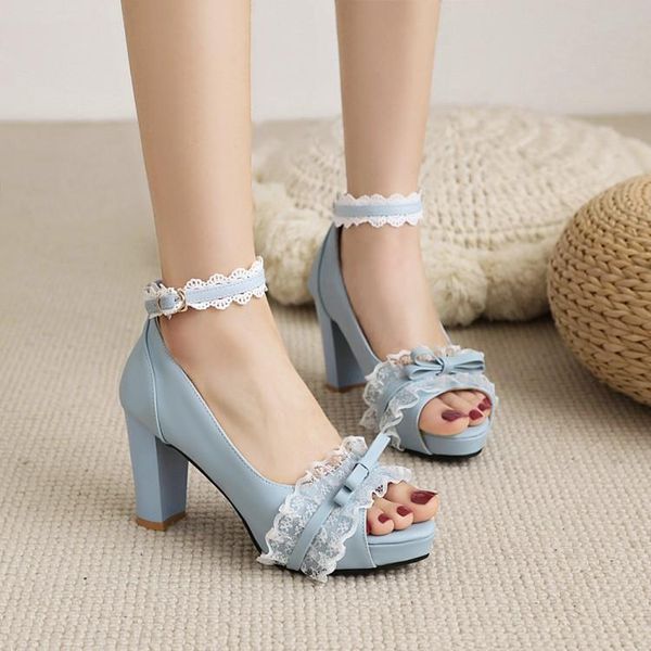 sandals womens sweet lolita block high heels lace bowknots platform shoes open toe, Black
sandals womens sweet lolita block high heels lace bowknots platform shoes open toe, Black