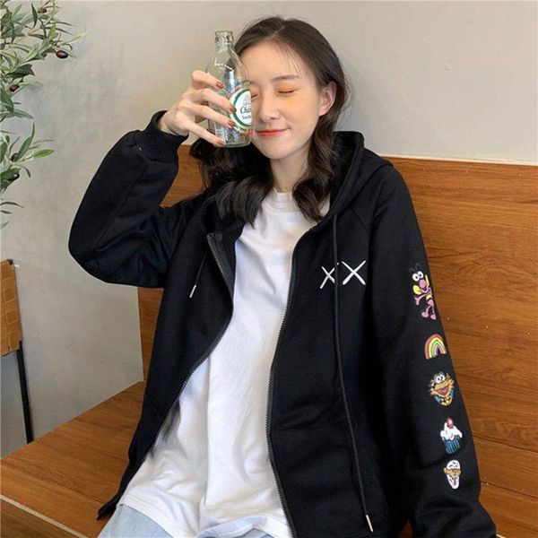 women's hoodies & sweatshirts 2021 women plus size autumn streetwear zip-up oversize sweatshirt jacket pocket couple clothes student, Black
women's hoodies & sweatshirts 2021 women plus size autumn streetwear zip-up oversize sweatshirt jacket pocket couple clothes student, Black