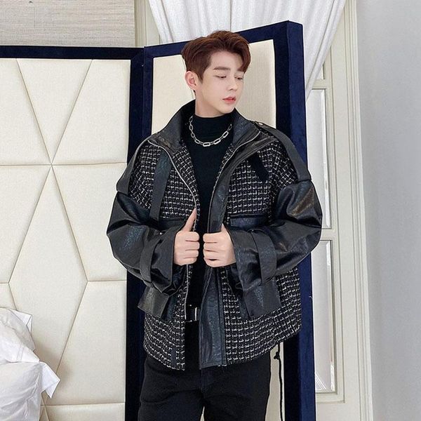 men's jackets spring 2022 autumn clothing oversize coat patchwork loose casual pu leather jacket male zipper lapel clothes b483, Black;brown
men's jackets spring 2022 autumn clothing oversize coat patchwork loose casual pu leather jacket male zipper lapel clothes b483, Black;brown