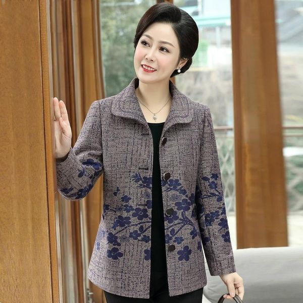 women's jackets 2021 spring autumn middle aged women coat casual single breasted long sleeve jacket female floral print outwear plus si, Black;brown
women's jackets 2021 spring autumn middle aged women coat casual single breasted long sleeve jacket female floral print outwear plus si, Black;brown