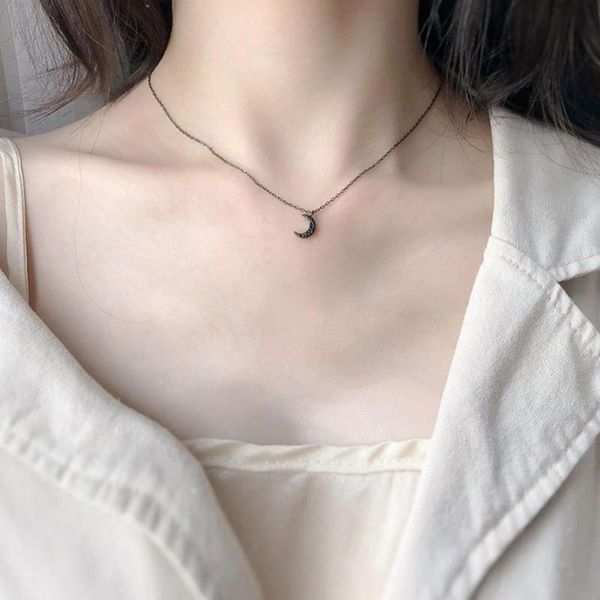 pendant necklaces fashion women rhinestone simple clavicle chain crescent moon black color necklace party birthday jewelry gift, Silver
pendant necklaces fashion women rhinestone simple clavicle chain crescent moon black color necklace party birthday jewelry gift, Silver