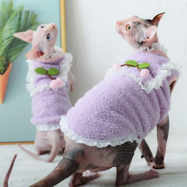 cat costumes autumn winter sphynx clothes fleece warm purple lace vest for hairless classic puppy pet female cats
cat costumes autumn winter sphynx clothes fleece warm purple lace vest for hairless classic puppy pet female cats