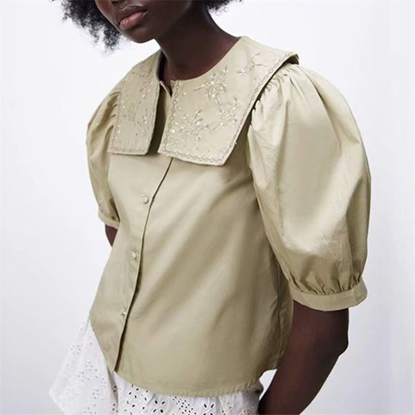 women summer sweet shirts blouses za short sleeve floral embroidery female turn-down collar vintage blusas clothes 210513, White
women summer sweet shirts blouses za short sleeve floral embroidery female turn-down collar vintage blusas clothes 210513, White