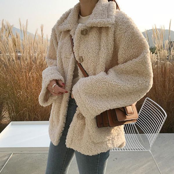 women's fur & faux autumn and winter thick cotton clothing women loose korean lambs wool coat female students plush, Black
women's fur & faux autumn and winter thick cotton clothing women loose korean lambs wool coat female students plush, Black