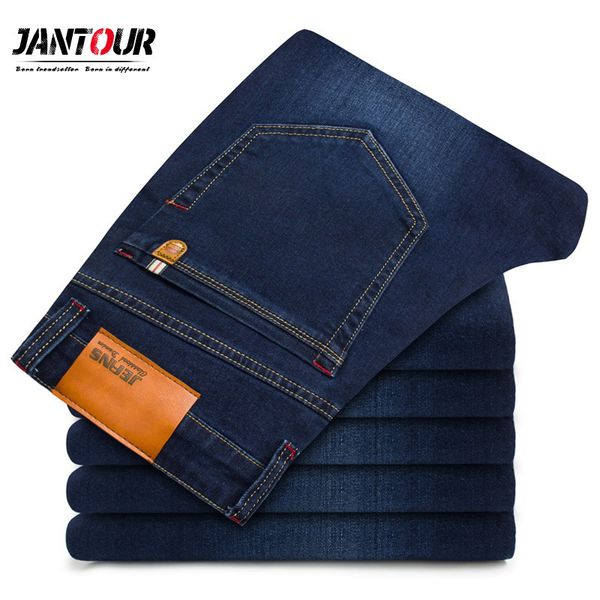 jantour spring summer mens brand thin jeans fashion men casual slim fit straight high stretch feet jean man blue male trousers 210318
jantour spring summer mens brand thin jeans fashion men casual slim fit straight high stretch feet jean man blue male trousers 210318