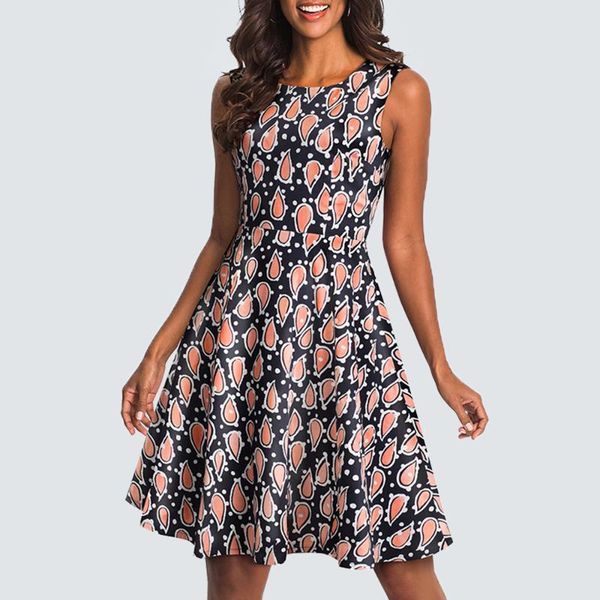 casual dresses women vintage classic floral print swing a-line elegant summer sleeveless pleated party dress ha086, Black;gray
casual dresses women vintage classic floral print swing a-line elegant summer sleeveless pleated party dress ha086, Black;gray
