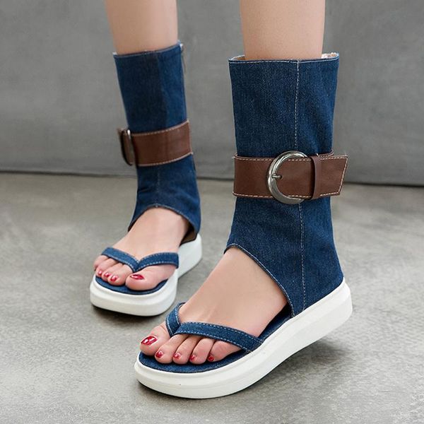 aiweiyi designer denim sandals summer roman flat heels peep-toe platform shoes woman, Black
aiweiyi designer denim sandals summer roman flat heels peep-toe platform shoes woman, Black