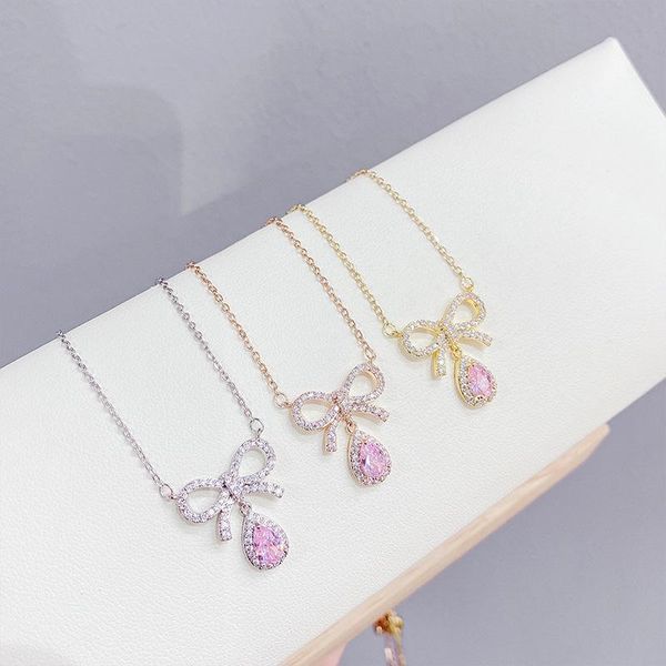 chains 14k gold plated knot necklace shining bling zircon waterdrop women clavicle chain elegant charm wedding pendant jewelry, Silver
chains 14k gold plated knot necklace shining bling zircon waterdrop women clavicle chain elegant charm wedding pendant jewelry, Silver
