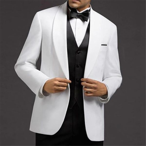 men's suits & blazers white groom tuxedos for wedding 3 piece slim fit men with shawl lapel latest style male set 2021 jacket vest pant, White;black
men's suits & blazers white groom tuxedos for wedding 3 piece slim fit men with shawl lapel latest style male set 2021 jacket vest pant, White;black