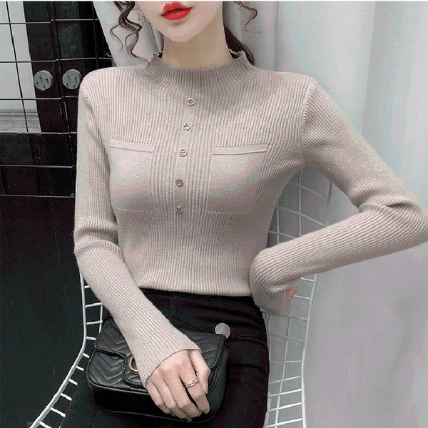 women's sweaters autumn stand-neck full sleeve buttons knitting thinck skinny stretch base sweater ladies fashion 2021, White;black
women's sweaters autumn stand-neck full sleeve buttons knitting thinck skinny stretch base sweater ladies fashion 2021, White;black