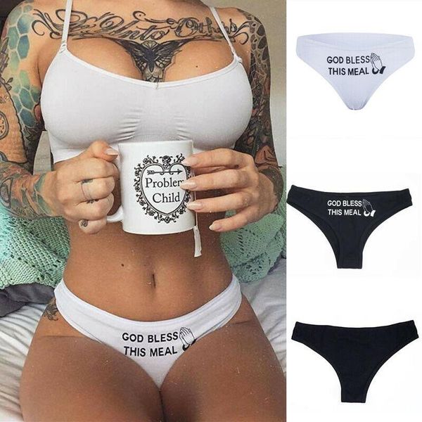 women's panties women cotton g-string briefs thongs lingerie underwear knickers trendy god bless this meal letter print underpants, Black;pink
women's panties women cotton g-string briefs thongs lingerie underwear knickers trendy god bless this meal letter print underpants, Black;pink