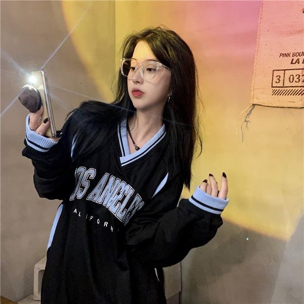 women's sweaters winter alphabet embroidery pullover v-neck sweater for women jum, White;black
women's sweaters winter alphabet embroidery pullover v-neck sweater for women jum, White;black