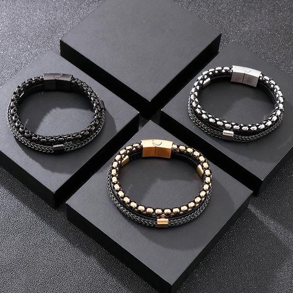 charm bracelets vintage handmade two-layer wrapping leather stainless steel men's bracelet jewelry birthday cowhide, Golden;silver
charm bracelets vintage handmade two-layer wrapping leather stainless steel men's bracelet jewelry birthday cowhide, Golden;silver