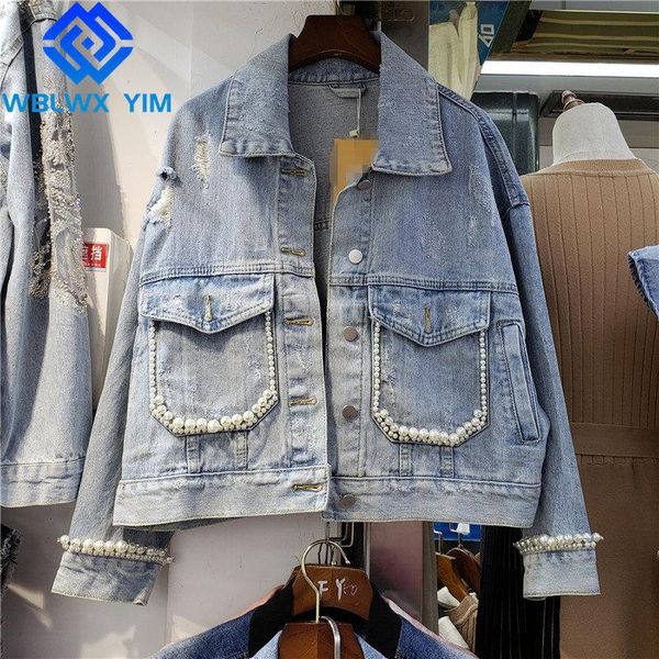 women's jackets jeans jacket women fashion beaded diamonds pocket lapel short denim female spring loose hole coat streetwear, Black;brown
women's jackets jeans jacket women fashion beaded diamonds pocket lapel short denim female spring loose hole coat streetwear, Black;brown