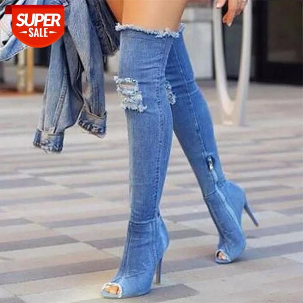 boots women thigh high boots over the knee high bottes peep toe pumps hole blue heels zipper denim jeans shoes botas mujer #zh8f, Black
boots women thigh high boots over the knee high bottes peep toe pumps hole blue heels zipper denim jeans shoes botas mujer #zh8f, Black