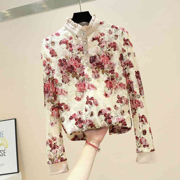 shirt fleece padded blouse women autumn winter warm fashion stand collar bottomed floral, White
shirt fleece padded blouse women autumn winter warm fashion stand collar bottomed floral, White